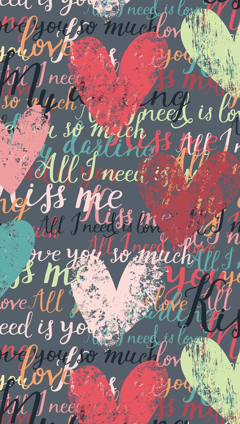 Romance, corazones, love, words, HD phone wallpaper
