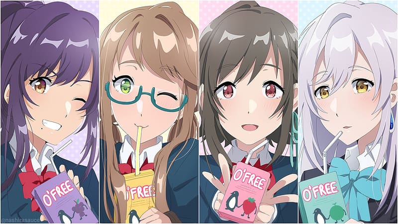 Anime, Iroduku: The World In Colors, Hitomi Tsukishiro, Kohaku Tsukishiro, Asagi Kazano, Kurumi Kawai, HD wallpaper