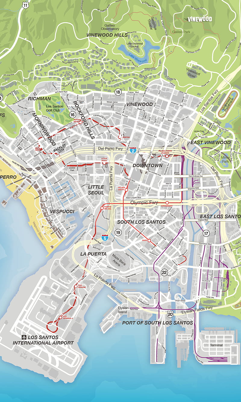 GTA V: Los Santos Map - , The Video Games Wiki