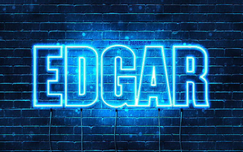 Edgar with names, horizontal text, Edgar name, blue neon lights, with Edgar name, HD wallpaper