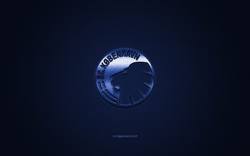 FC Copenhagen, Danish football club, Danish Superliga, blue logo, blue carbon fiber background, football, Copenhagen, Denmark, FC Copenhagen logo, HD wallpaper