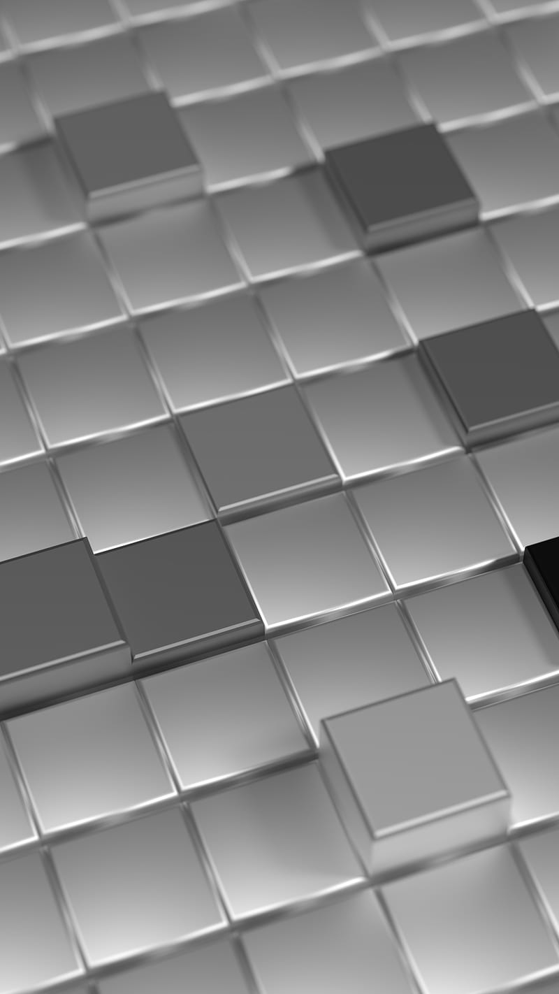 Silver Cubes, WALL, metal, pattern, reflective, HD phone wallpaper