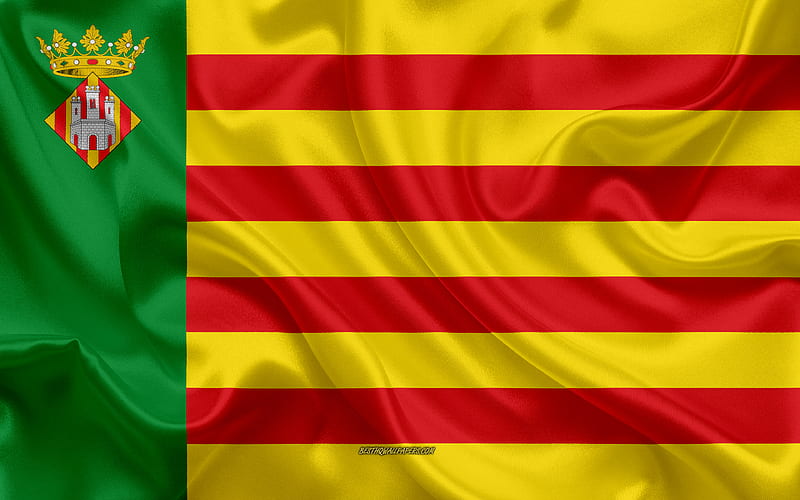 Castellon Flag silk texture, silk flag, Spanish province, Castellon, Spain, Europe, Flag of Castellon, flags of Spanish provinces, HD wallpaper
