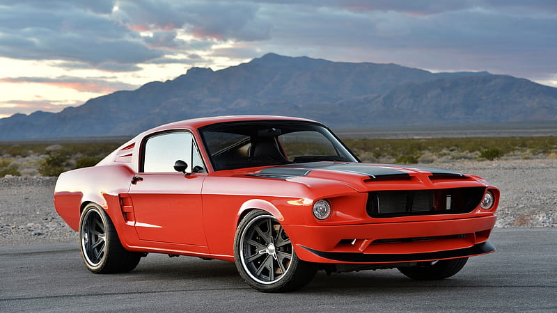 Ford Mustang Villain 1968, muscle cars, red Mustang, HD wallpaper
