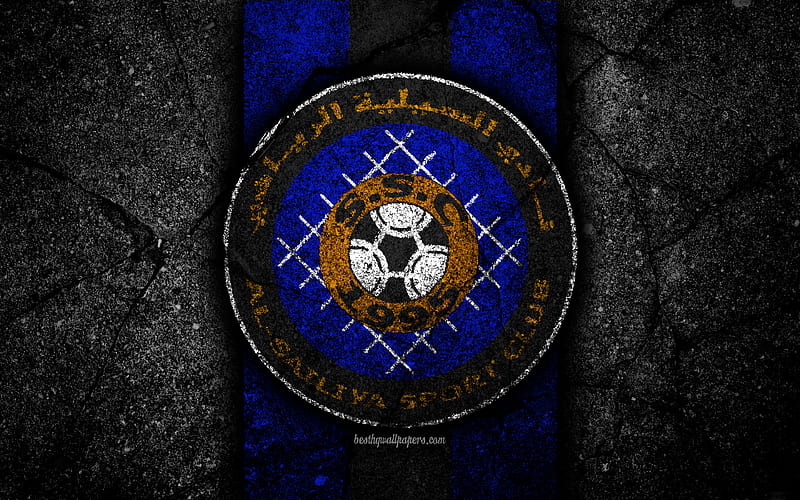 Al Sailiya FC, emblem, Qatar Stars League, soccer, black stone, football club, Qatar, Al Sailiya, Doha, asphalt texture, FC Al Sailiya, HD wallpaper