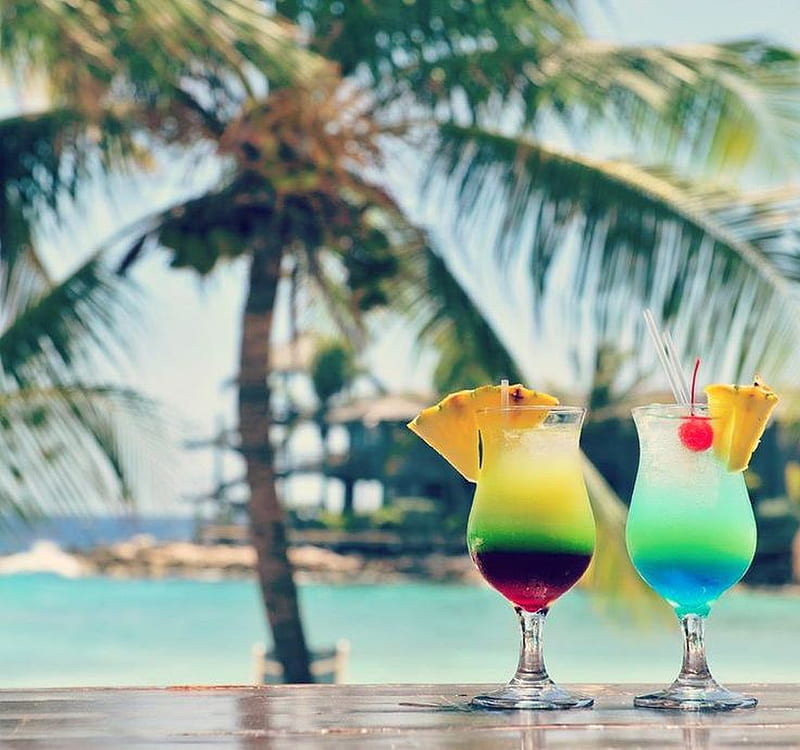 Cocktail, Colorful, Sunny, Tropica, Sunset, HD wallpaper