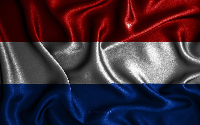Dutch flag silk wavy flags, European countries, national symbols, Flag of Netherlands, fabric flags, Netherlands flag, 3D art, Netherlands, Europe, Netherlands 3D flag, HD wallpaper