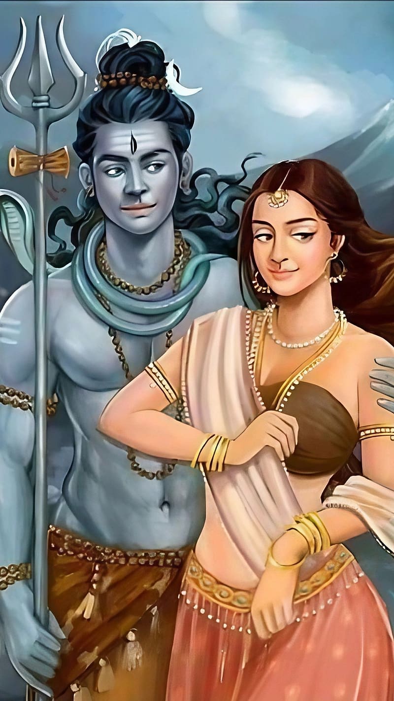 Shankar Ji Parvati Ka, Painting Art, lord mahadev, god, HD phone wallpaper