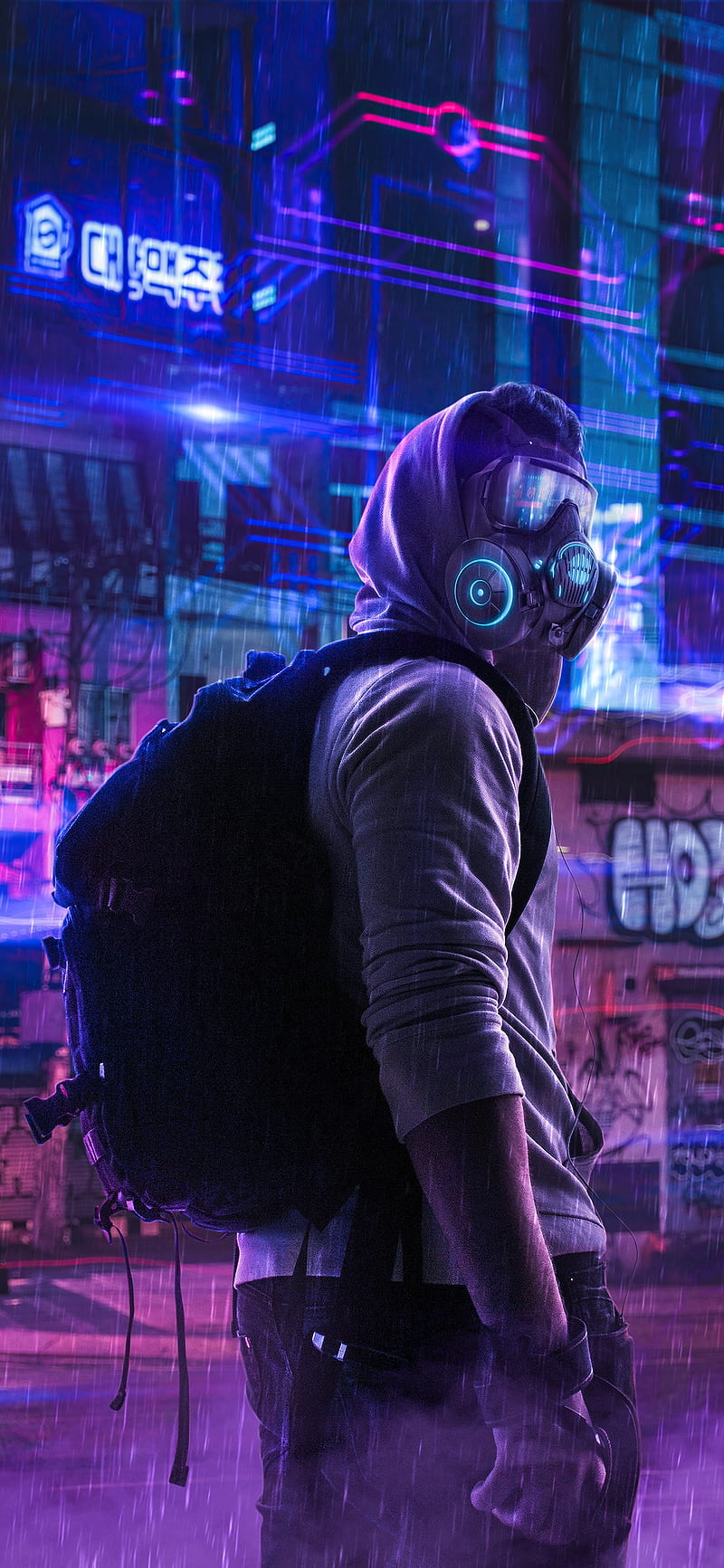 Toxic Mask Boy, anonymous, purple, HD phone wallpaper