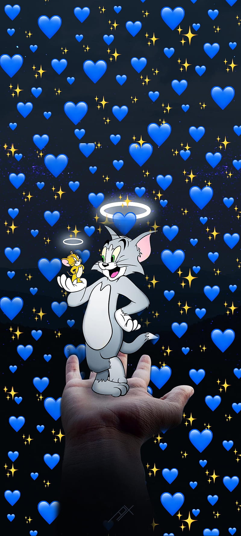 Tom and Jerry, blue, cartoon, cartoon network, hearts, hand, HD phone  wallpaper | Peakpx