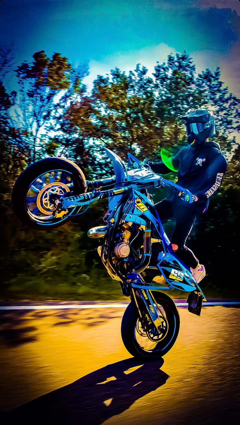 Luca Ghilardi, motorcycle, super, motor, stunt, night, cross, dirt, exhaust, bike, stunts, HD phone wallpaper