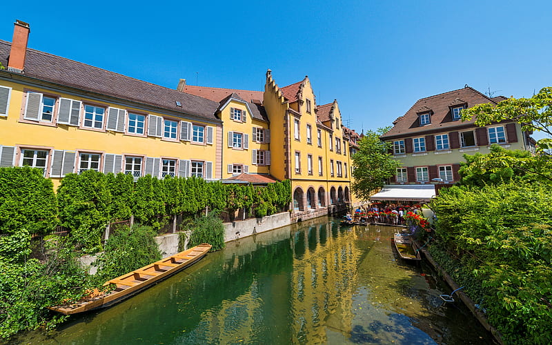 Colmar, Alsace, France, canal, houses, town, France, Colmar, HD wallpaper