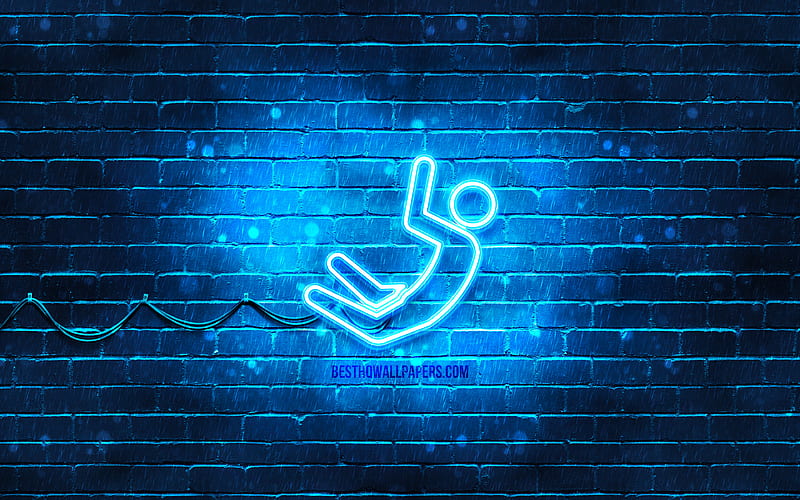 Bungee jumping neon icon blue background, neon symbols, Bungee jumping, neon icons, Bungee jumping sign, sports signs, Bungee jumping icon, sports icons, HD wallpaper