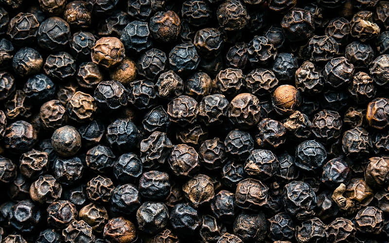 Black pepper texture, peppercorn, background with black pepper, HD wallpaper