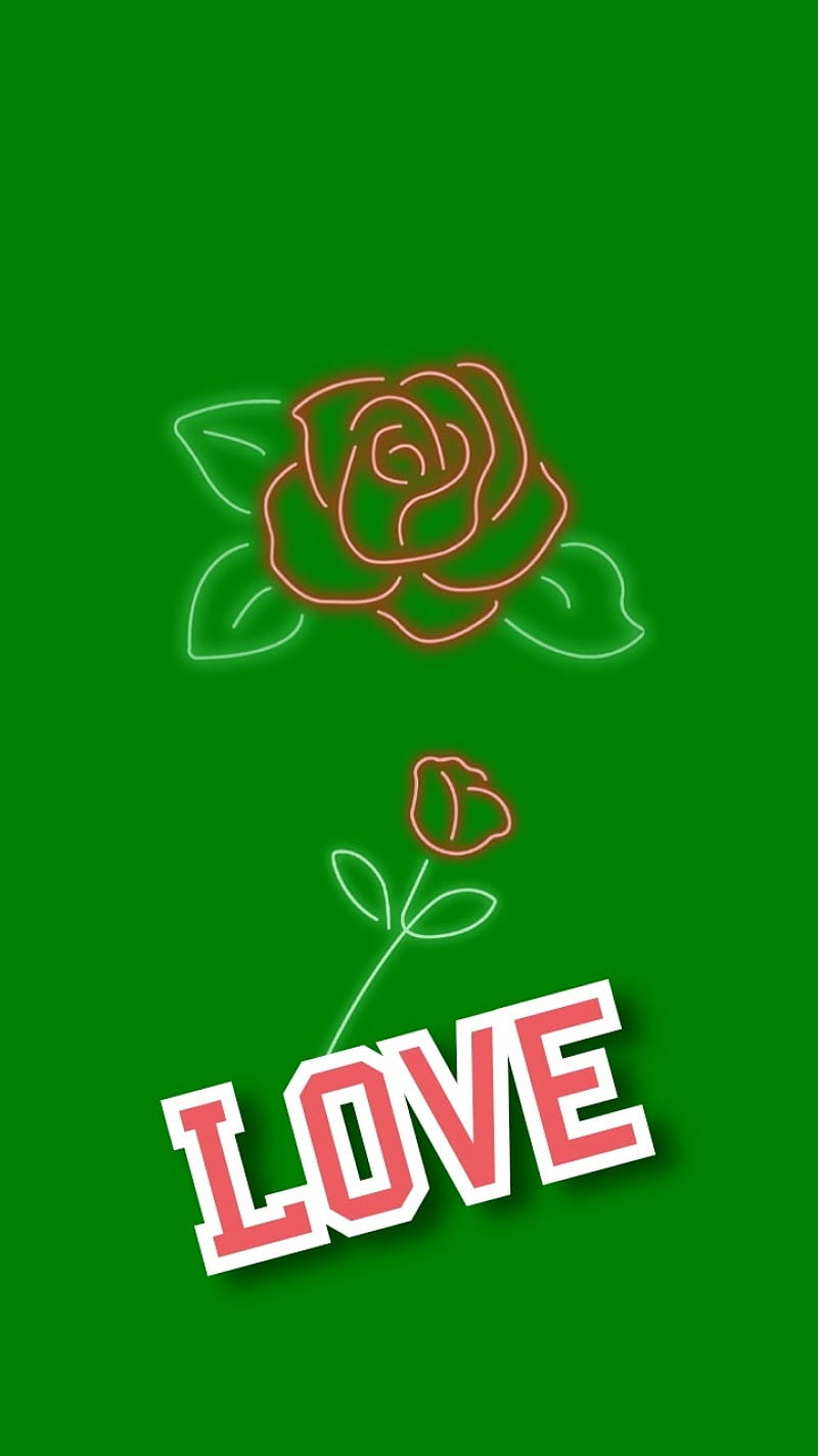 Neon love, green, roses, HD mobile wallpaper | Peakpx