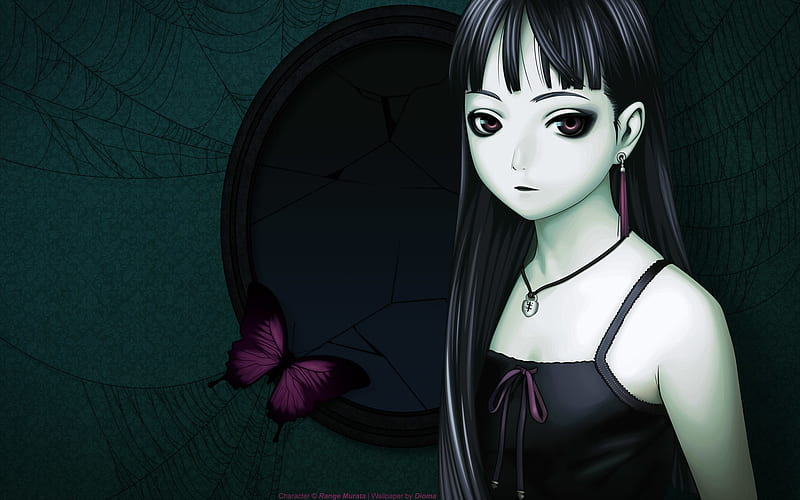 Anime, Gothic, Butterfly, Sad, Lonely, Spider Web, Range Murata, HD wallpaper
