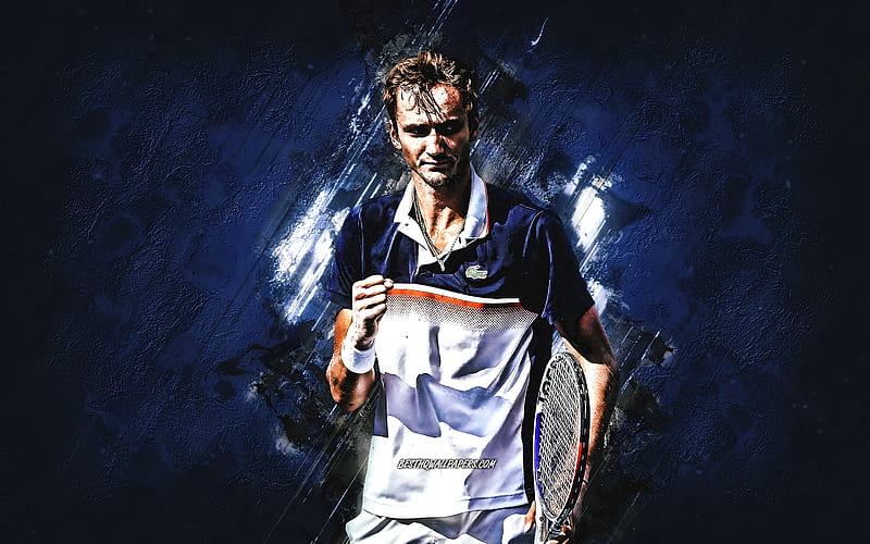 Daniil Medvedev, ATP, Russian tennis player, portrait, blue stone background, Tennis, HD wallpaper