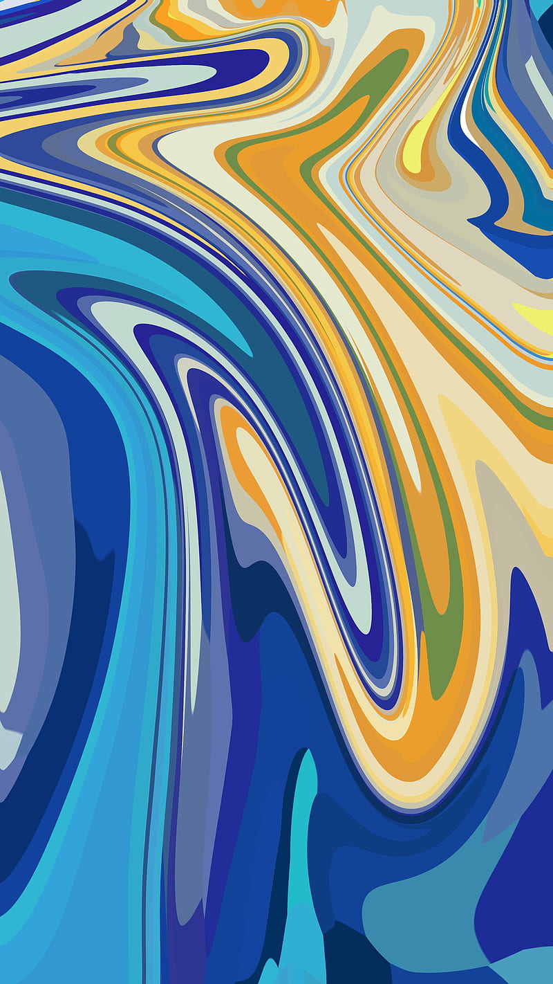 Colors I21, abstract, blue, colors, cream, flow, fluid, liquid, mix, mix colors, yellow, HD phone wallpaper