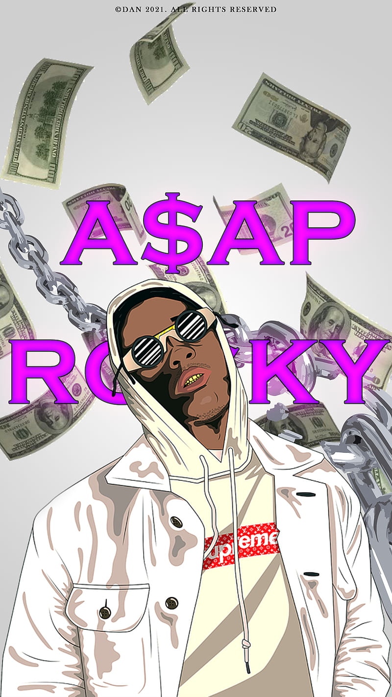 Asap Rocky, animated, chain, draw, money, rap, trap, HD phone wallpaper |  Peakpx