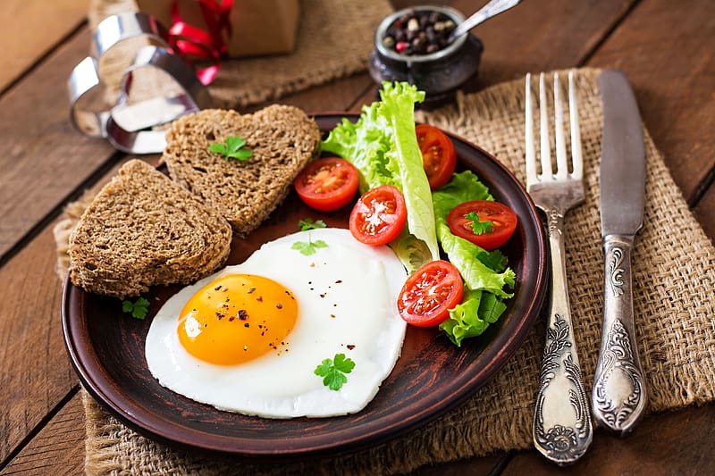 Food, Still Life, Egg, Bread, Tomato, Heart Shaped, HD wallpaper