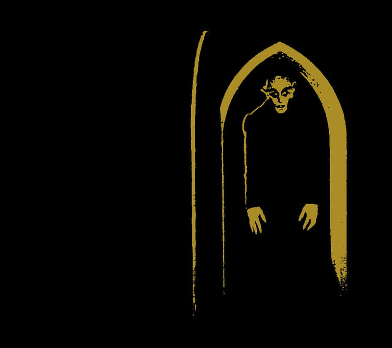 Count Orlok, amber, awesome, cool, creepy, doorway, gold, halloween, monochrome, movie, nightmare, nosferatu, old, vampire, yellow, HD wallpaper