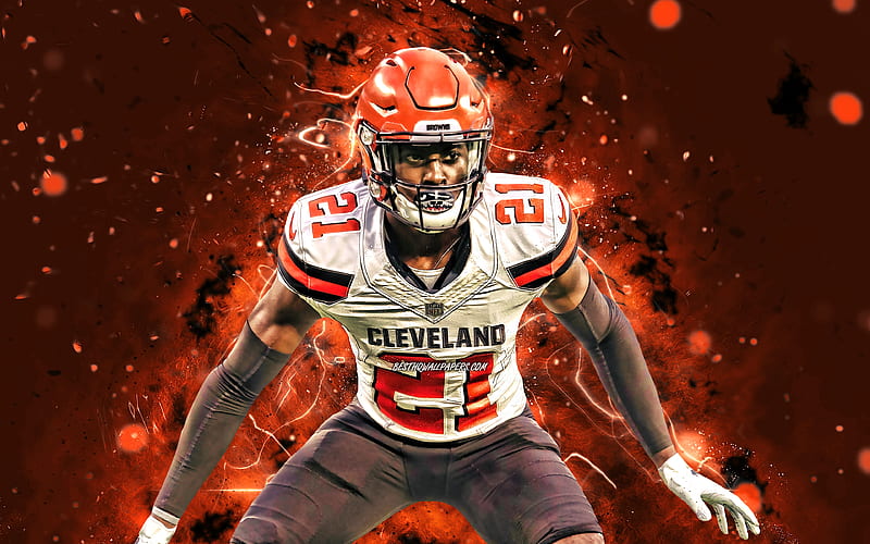 Denzel Ward NFL, Cleveland Browns, american football, cornerback, Denzel N Ward, National Football League, Denzel Ward , neon lights, Denzel Ward Cleveland Browns, HD wallpaper