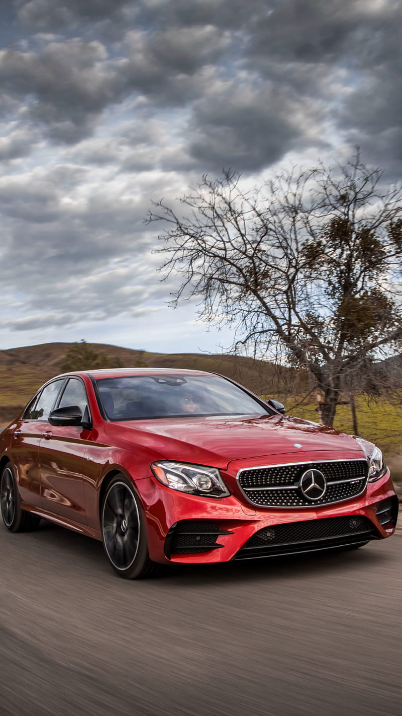 Mercedes, amg power, e-class, gantle red, mercedes benz, HD phone wallpaper