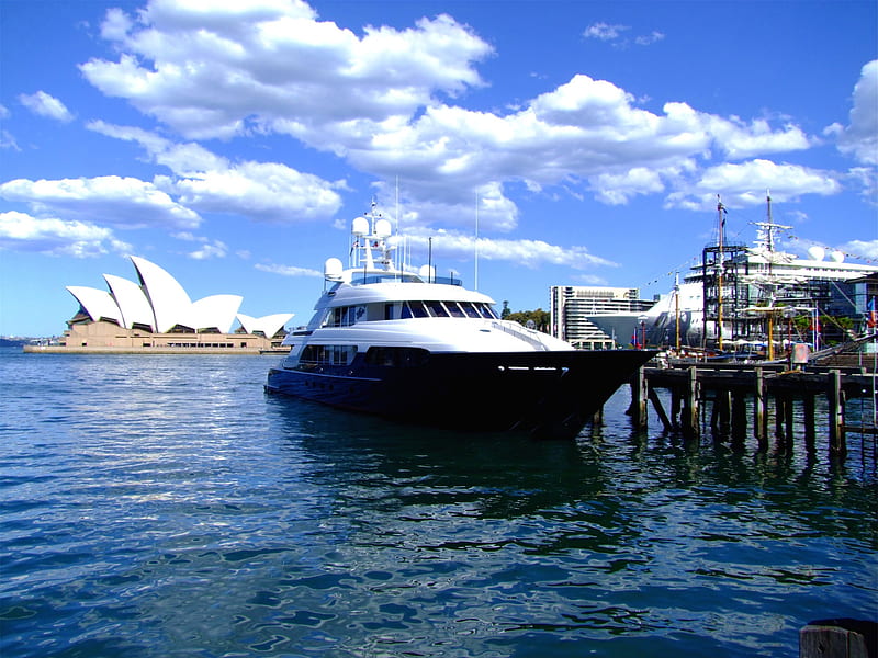 Sydney Opera House, boat, opera house, sydney, circular quay, HD wallpaper