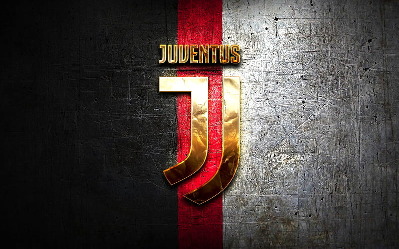 Juventus FC, golden logo, Juve, black and white background, Serie A, football, Juventus, italian football club, Juventus logo, soccer, Italy, Bianconeri, HD wallpaper