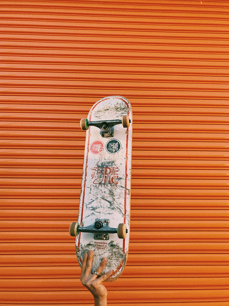 skateboard, skate, hand, wall, HD phone wallpaper