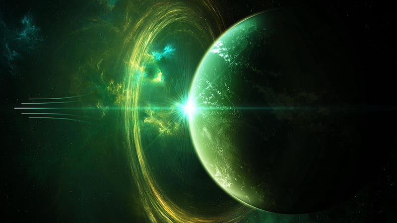 Planet Emerald, planets, 3d, green, space, emerald, HD wallpaper