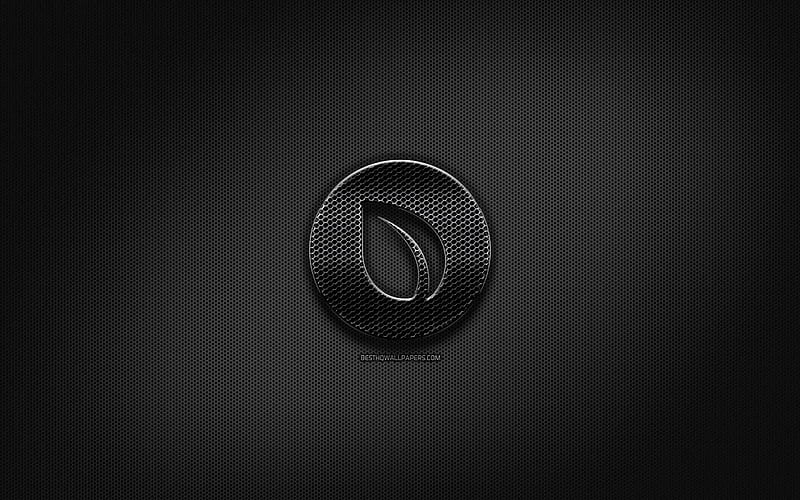 Peercoin black logo, cryptocurrency, grid metal background, Peercoin, artwork, creative, cryptocurrency signs, Peercoin logo, HD wallpaper