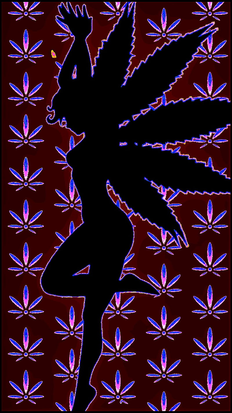 Fairy, flower, flowers, leaf, leafs, marijuana, pattern, pot, HD phone wallpaper
