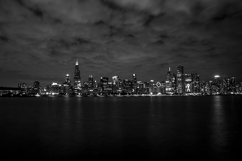 Gray Scale of City Skyline graphy, HD wallpaper