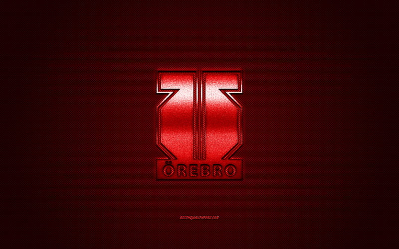 Orebro HK, Swedish hockey club, SHL, red logo, red carbon fiber background, ice hockey, Orebro, Sweden, Orebro HK logo, Swedish Hockey League, HD wallpaper