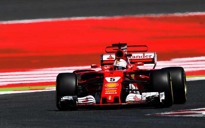 Sebastian Vettel, Ferrari SF70H, raceway, 2017 cars, F1, Formula 1, Scuderia Ferrari, HD wallpaper