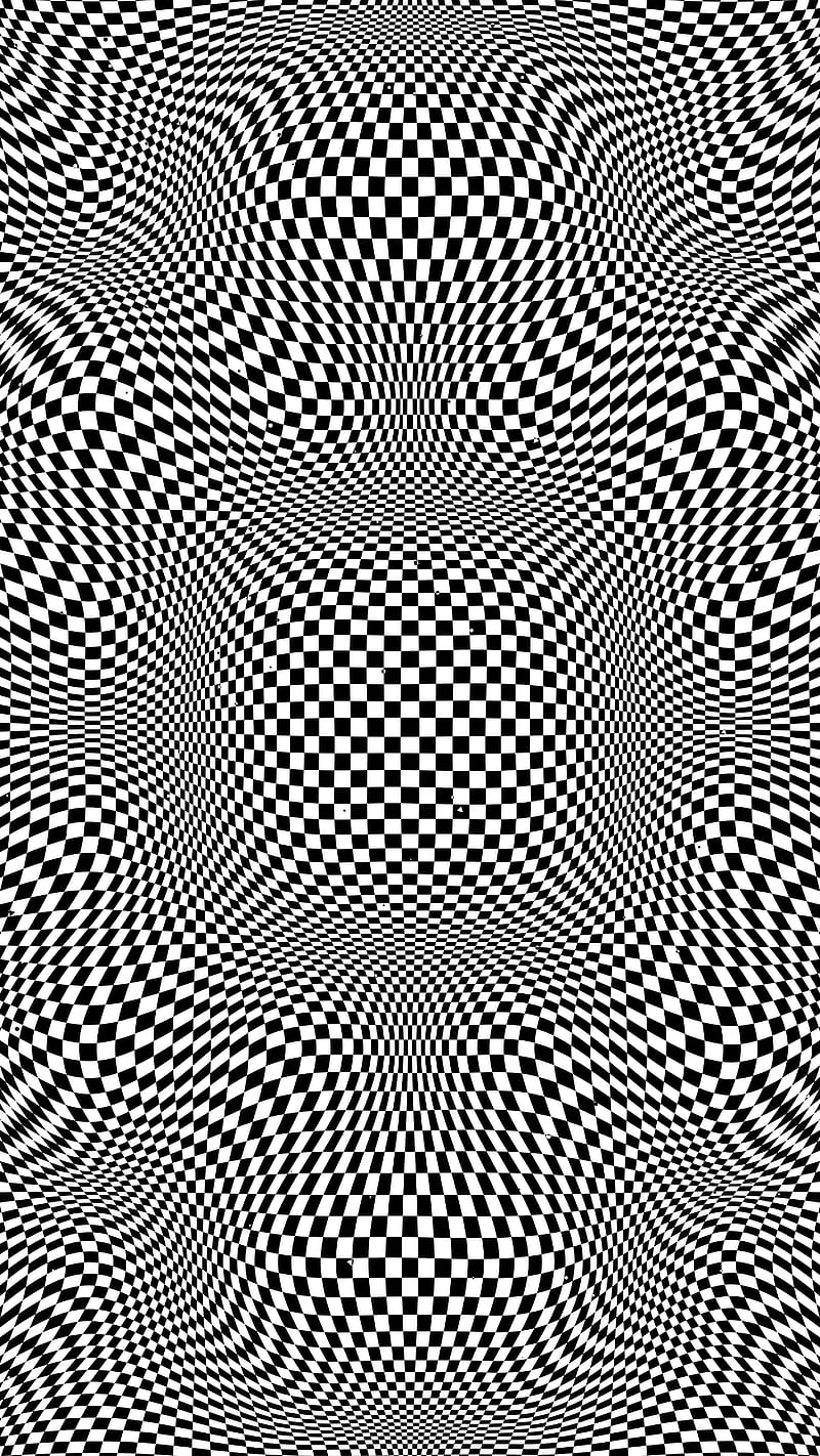 Checkered moire VII, Divin, abstract, black, black-white, check, checker, chequered, eye-catching, glitch, hypnotic, op-art, opart, optical-art, optical-illusion, psicodelia, square, trippy, vibration, wave, HD phone wallpaper