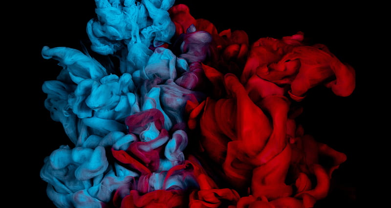 ink, paint, mixing, red, blue, HD wallpaper