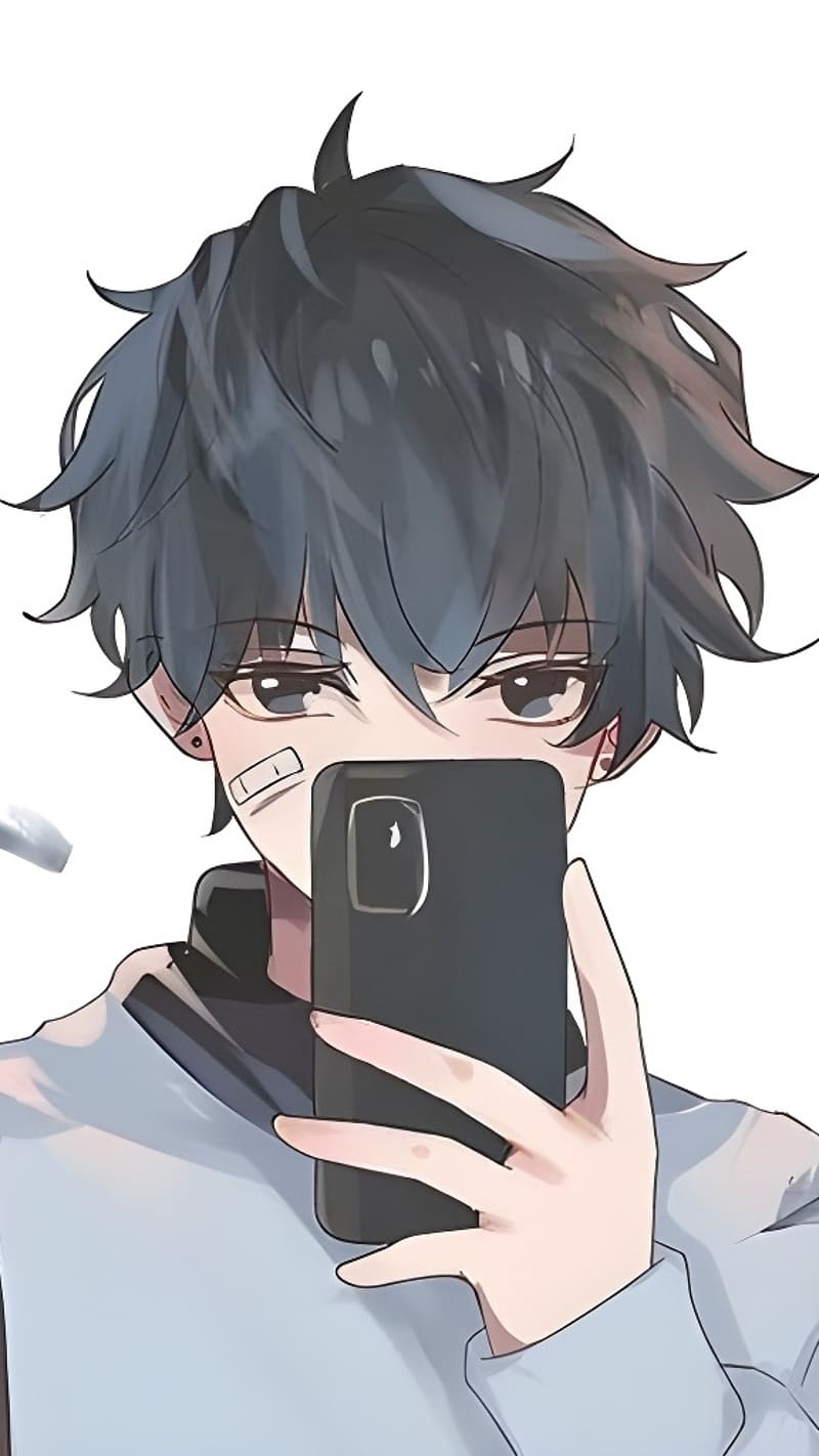 Cool Anime Boy, Mirror Selfie, animation, HD phone wallpaper