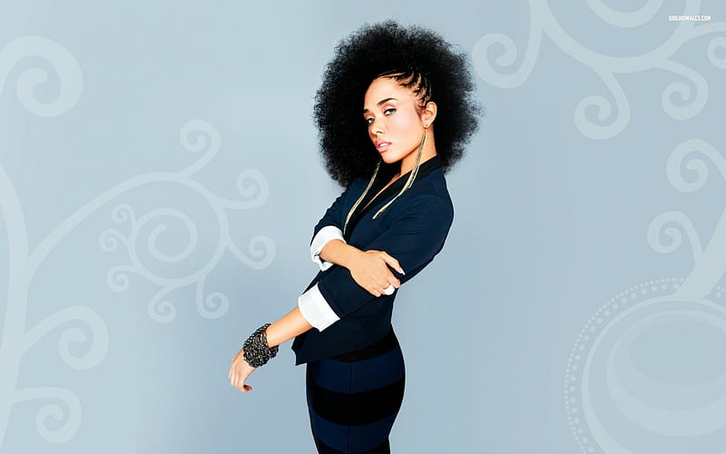 Kreesha Turner, kreesha-turner, ethnic, dress, black, afro, blue, HD wallpaper