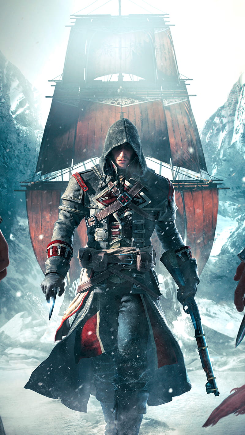 Assassins Creed, art, cross, fantasy, fight, game, hero, hood, guerra, HD phone wallpaper