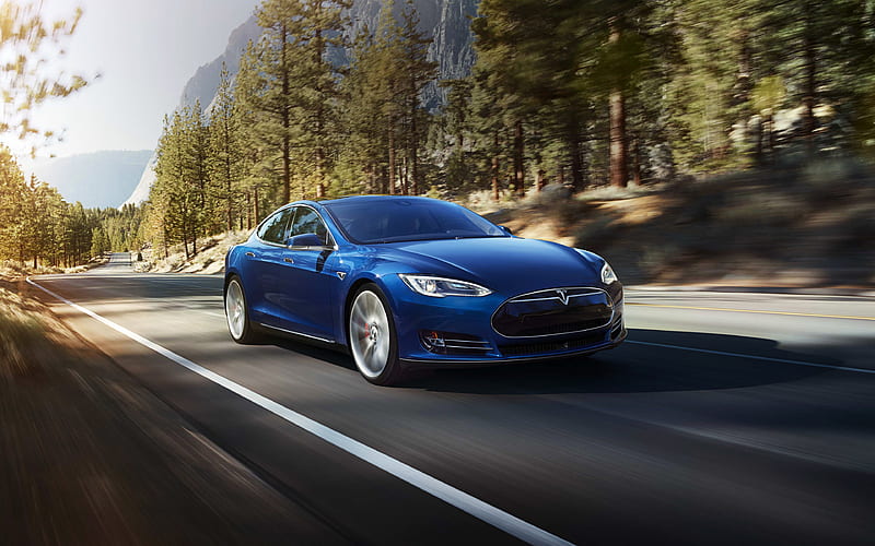 Tesla Model S, 2017 sports electric car, sedan, blue Model S, American cars, Tesla, HD wallpaper