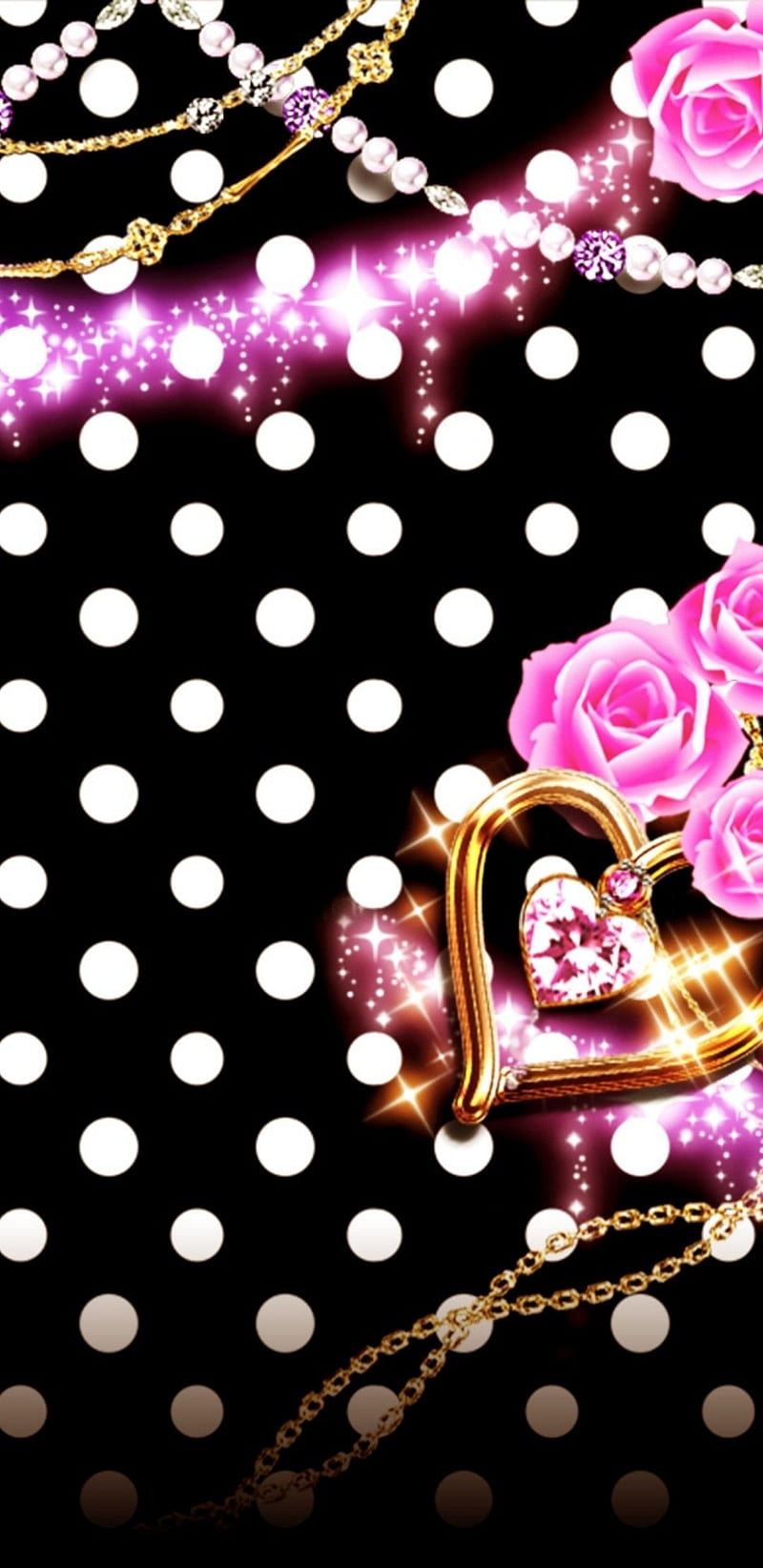 Roses At Heart, cute, girly, glitter, gold, pearls, pink, pretty, sparkle,  HD phone wallpaper | Peakpx