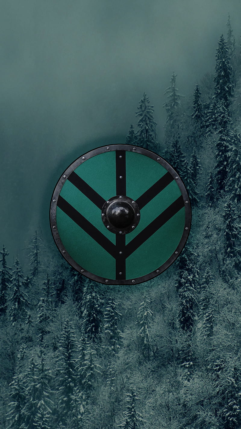 Lagertha shield 2, cold, dark, snow, trees, vikings, HD phone wallpaper