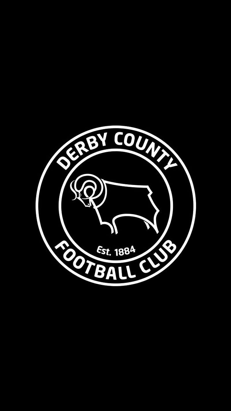 Derby County black, football, logo, soccer, white, HD phone wallpaper