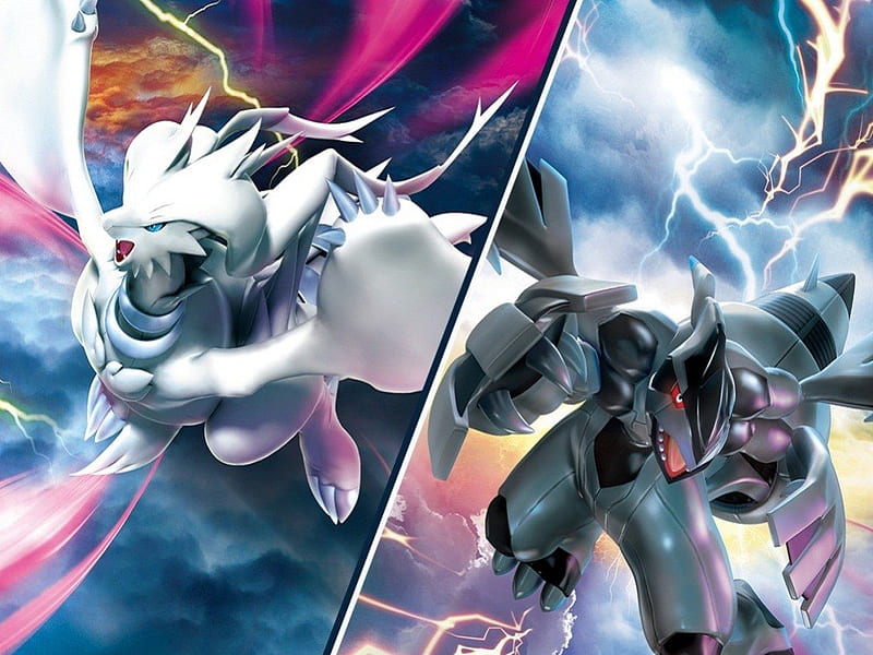 reshiram and zekrom (pokemon) drawn by agakunoda