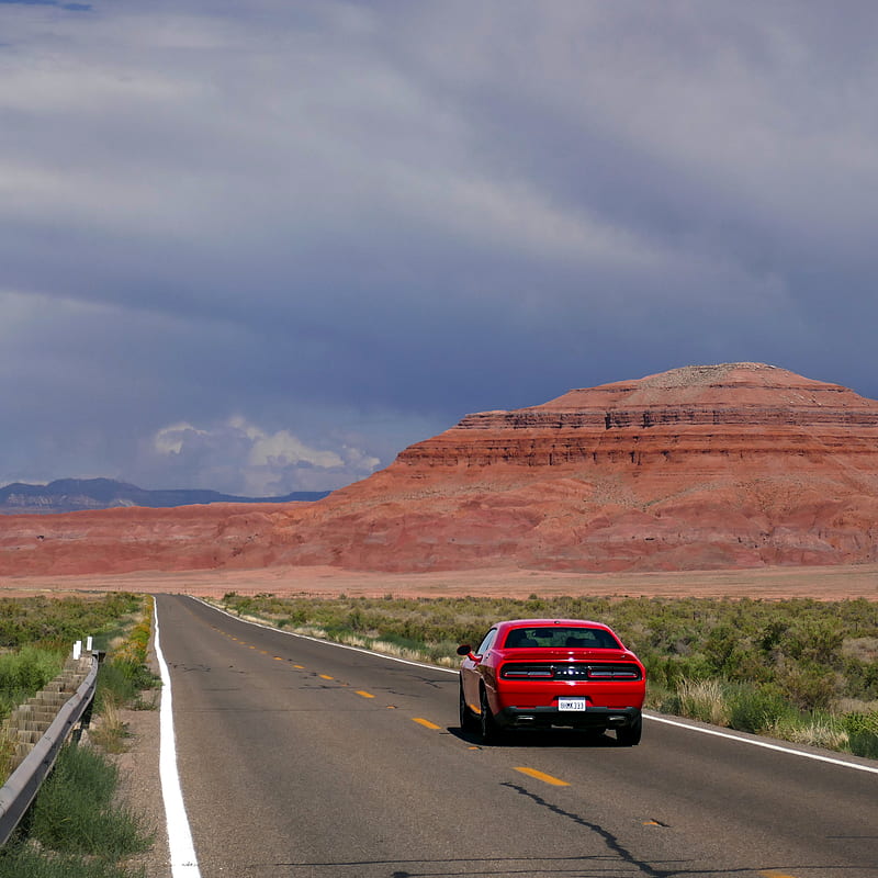 car, red, road, mountain, HD phone wallpaper