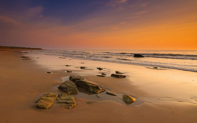 stones on the beach-Natural scenery, HD wallpaper