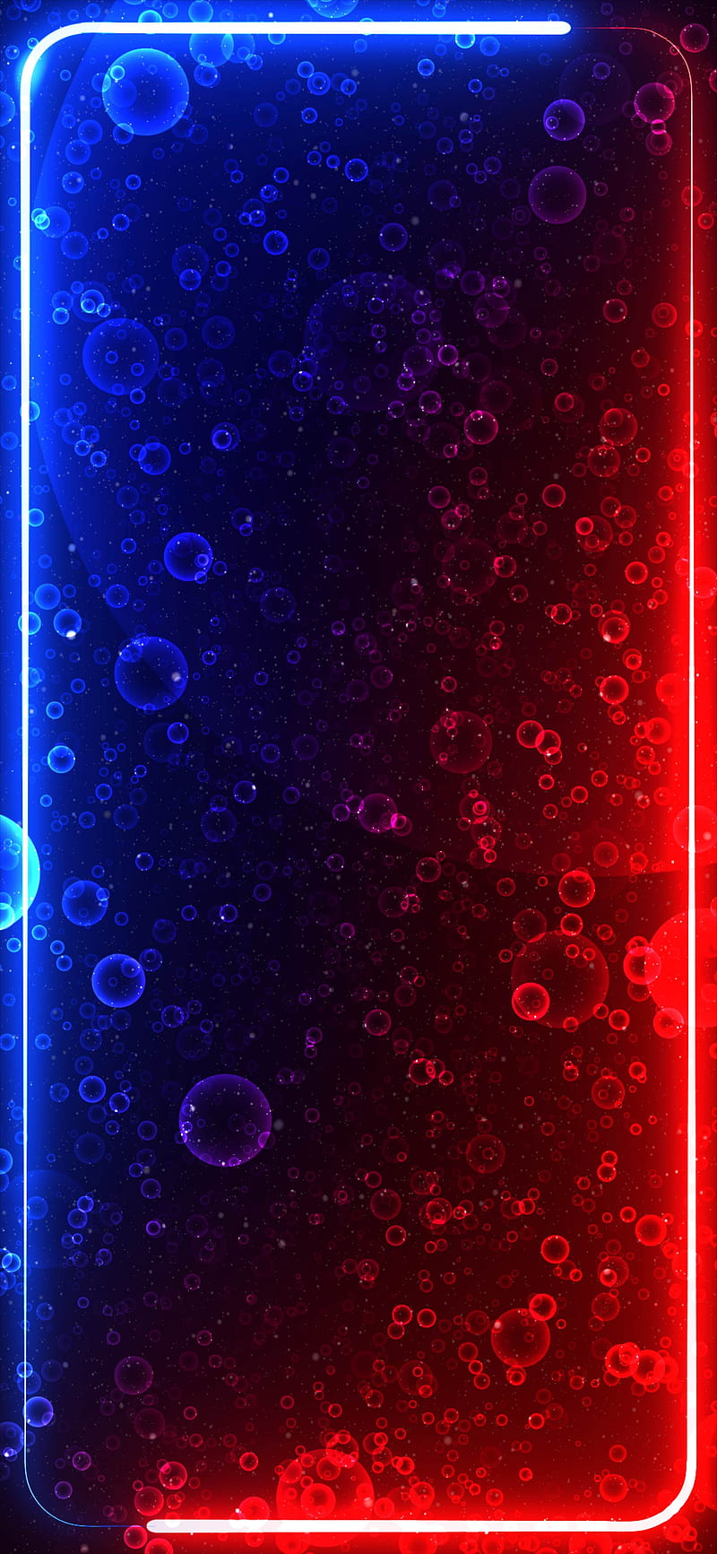 Neon Bubble Frame, abstract, amoled, border, color changing, glow, surreal, water, HD phone wallpaper