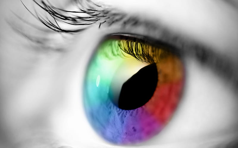 colorful eye, art, creative, rainbow, human eye, HD wallpaper